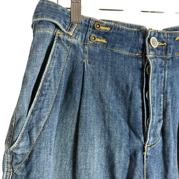 Anthropologie Pilcro and the Letterpress Cropped Wide Leg Pleated Blue Jeans 28 - Picture 6 of 11